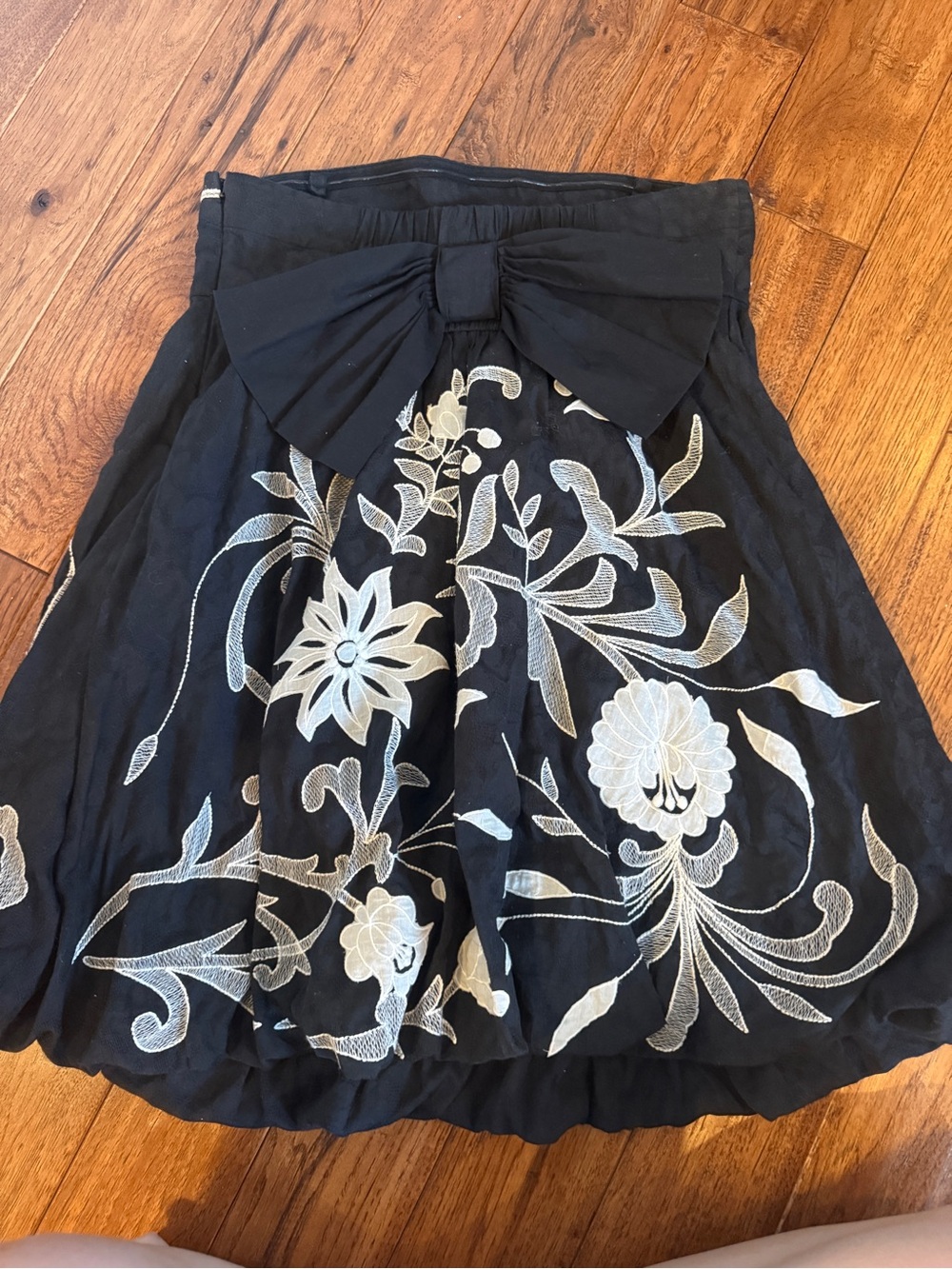 Black Bubble Dress with White Floral Embroidery - Maeve - Picture 5 of 6